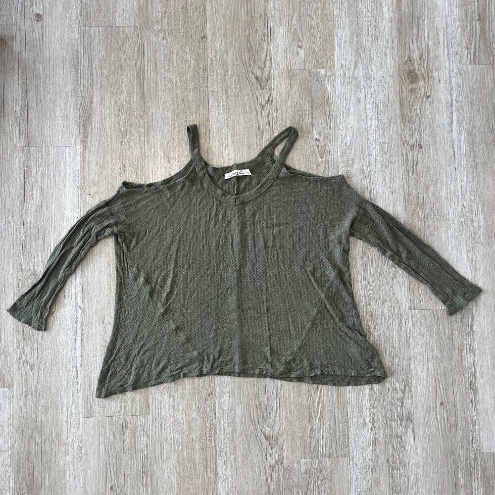 Womens Liberty Love Green Open Shoulder Top - S